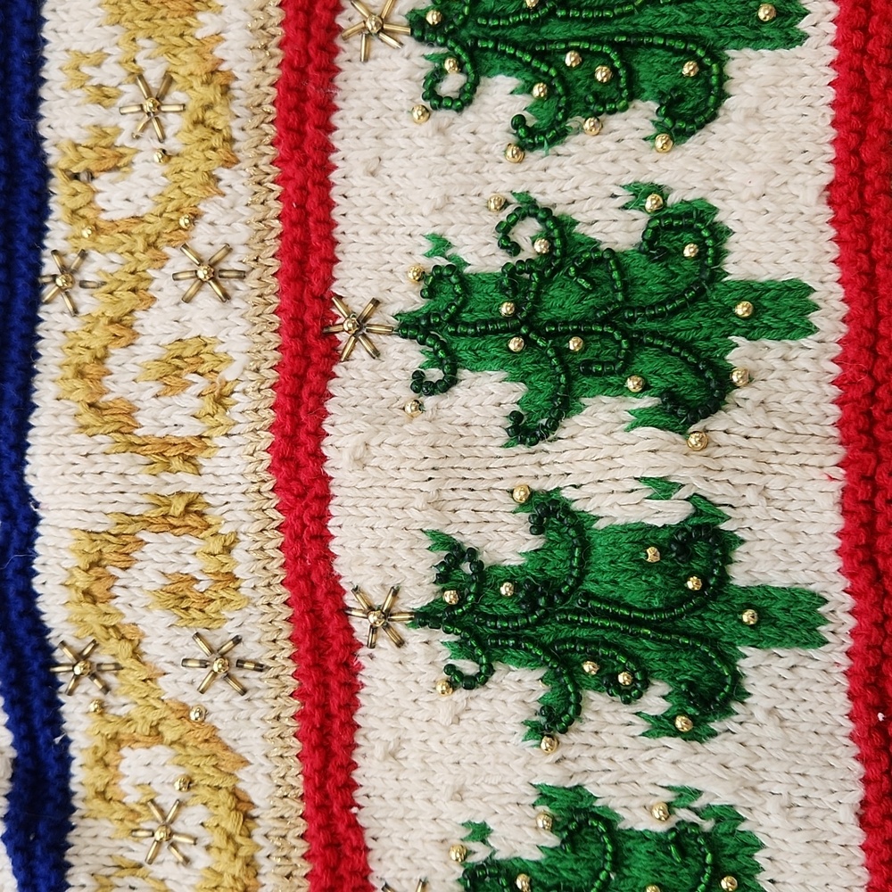 N.E.K. Vintage Christmas Holiday Knit Beaded Vest Womens Sz S - Picture 10 of 16